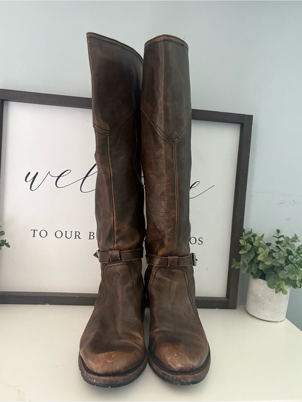 Frye Dorado Distressed Leather Boots Women’s Size 9 - Picture 6 of 9